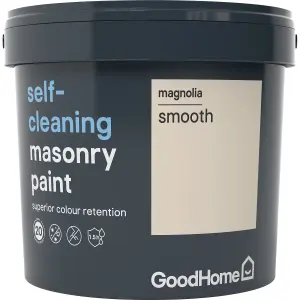 GoodHome Self-cleaning Magnolia Smooth Matt Masonry paint, 5L Tub