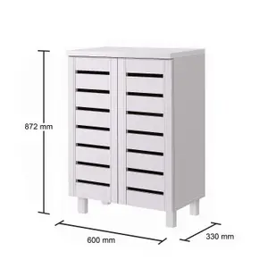 4 Tier Shoe Storage Cabinet 2 Door Cupboard Stand Rack Unit White