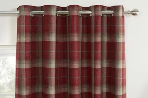 Carnoustie Red Checked Eyelet Blackout Curtains