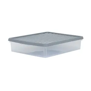 3 x Wham Box 14.75L Stackable Plastic Storage Box & Lid Clear/Steel