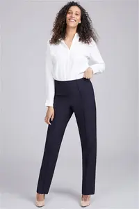 Bonmarche Navy Comfort Waist Straight Leg Trousers, Size: 20