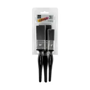 Charles Bentley 880 Paint Brush 3 Pack Soft Grip Yellow Assorted Durable Synthetic Filament