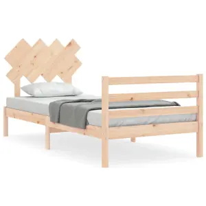 Berkfield Bed Frame with Headboard 90x200 cm Solid Wood