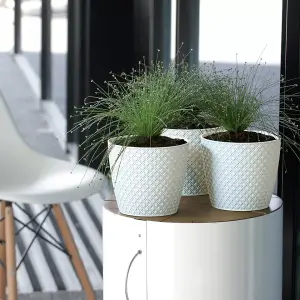 URBN-LIVING 11.2cm Height Plastic Flower Plant Garden Indoor Outdoor Planter Herb Pots Cream Small