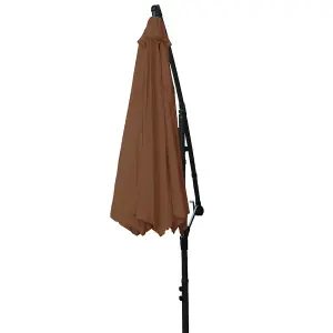 SunDaze 3M Coffee Cantilever Garden Banana Parasol with Adjustable Crank Patio Shade