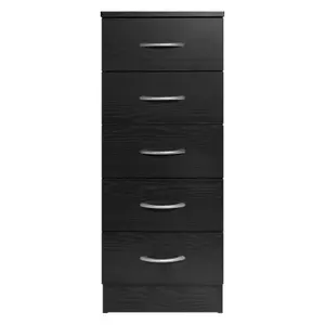 Tall chest of 5 drawers Black Bedroom furniture