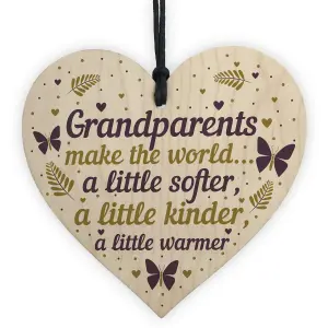 Red Ocean Handmade Wooden Heart Grandparent Gifts For Grandma Grandpa Nan Grandad Birthday Christmas Thoughtful Present