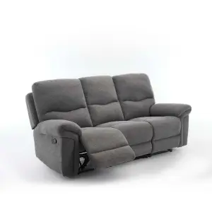 Fosse 1 + 2 + 3 Seater Manual Recliner Fabric Modern Living Sofa Dark Grey