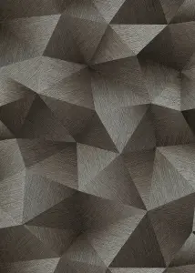 3D Diamond Geometric Textured Metallic Vinyl Wallpaper in Mocha