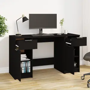 Berkfield Desk with Side Cabinet Black Engineered Wood