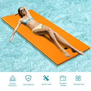 Costway Floating Water Mat Pool Roll-up Floating Mattress w/ Rolling Pillow