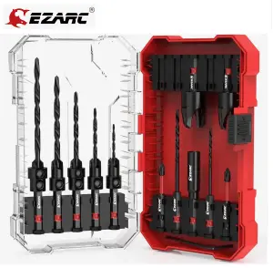 EZARC 80331010 countersink drill bits set 15Pcs tapered drill bits storage box