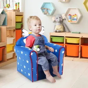 Costway Kids Sofa Children Armrest Upholstered Chair Cute Pattern Armchair Solid Frame