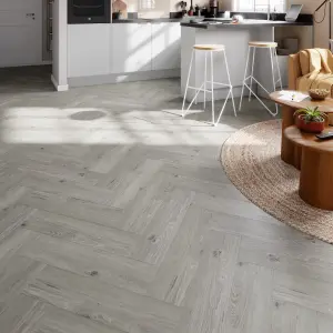 GoodHome Mambo Lulea Grey Natural Wood effect Synchronic Click vinyl Plank Sample