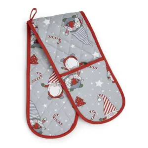 Catherine Lansfield Kitchen Christmas Gnomes 18x88 cm Oven Glove Grey/ Red