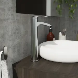 GoodHome Kariya Tall Chrome effect Basin Mixer Tap