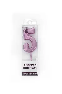 Shatchi Number Pink 5 Candle Birthday Wedding Anniversary New Year Party Cake Decorations Topper Girls,4.5 cm