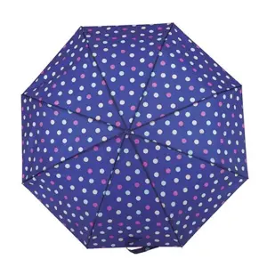 KAV Ladies Supermini Umbrella Compact Stylish Automatic Folding Umbrella - Rain and Sun Protection (BLUE WITH MULTICOLOUR SPOT)