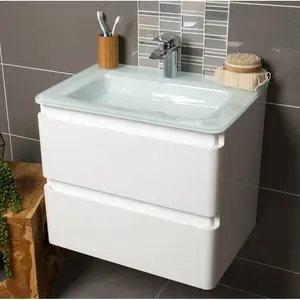 Bridge 595mm Single Bathroom Vanity with Integrated Resin Basin White / White