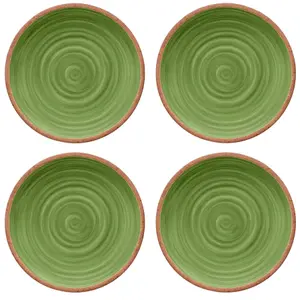 Purely Home Rustic Swirl Green Melamine Dinner Plates - Set of 4