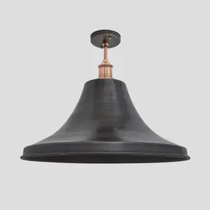 Industville Brooklyn Giant Bell Flush Mount, 20 Inch, Pewter, Copper Holder