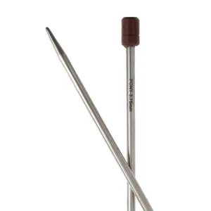 S/S KP RWK 35CMX3.75 - Knitting Pins: Single-Ended: Stainless Steel with Rosewood Knob: Elan: 35cm x 3.75mm - Pony