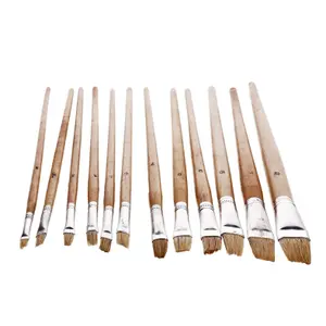 12pc Jumbo Flat Artist Brushes Wooden Handles Paint Brush Model Crafts