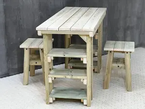 Garden potting table, multi purpose workbench (150cm + 2x chairs)