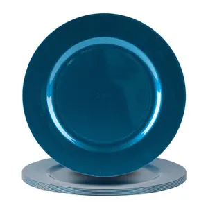 Metallic Charger Plates - Blue - 33cm - Pack of 6 - Table Decoration Plates by Harbour Housewares