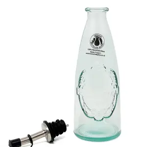 Recycled Glass Eco Vintage Clear Kitchen Dining Pourer Bottle 300ml (H) 23cm