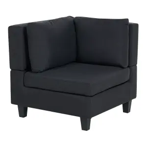 3-Seater Modular Fabric Sofa with Ottoman Black UNSTAD