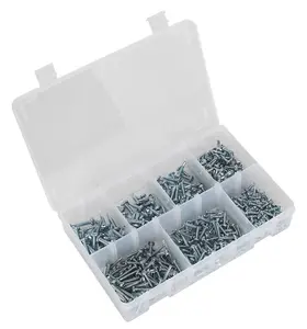 Sealey Self-Drilling Screw Assortment 500pc Pan Head Phillips Zinc AB060SDS