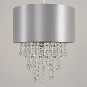 ValueLights Jesmond Acrylic Jewel Effect Droplet Grey Ceiling Pendant Light Shade