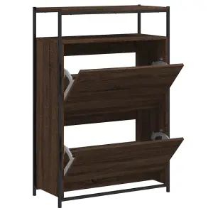 Berkfield Shoe Cabinet Brown Oak 75x34x112 Engineered Wood