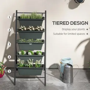 Outsunny Indoor Outdoor Vertical Raised Garden Bed with 5 Removable Tray