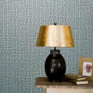 Galerie Perfecto 2 Turquoise Weave Texture Textured Wallpaper