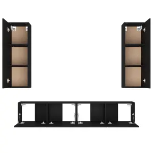 Berkfield 4 Piece TV Cabinet Set Black Engineered Wood