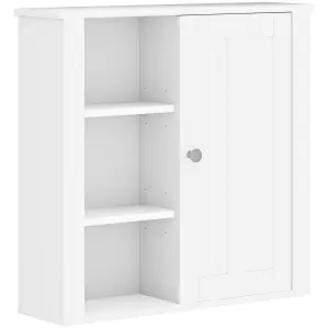 HOMCOM Modern Wall Mounted Bathroom Cabinet with Adjustable Shelves, White