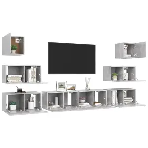 Berkfield 8 Piece TV Cabinet Set Concrete Grey Engineered Wood