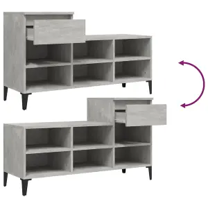 Berkfield Shoe Cabinet Concrete Grey 102x36x60 cm Engineered Wood