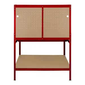 Workbench with Pegboard, Drawer and Light - Red