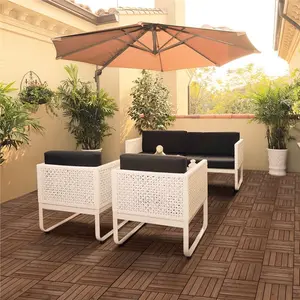 30cm L x 30cm W Interlocking Wood Deck Tile (Set of 27) Brown