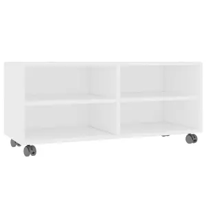 Berkfield TV Cabinet with Castors White 90x35x35 cm Engineered Wood