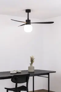 Luminosa Amelia Large Ball Led Black Ceiling Fan Smart 20W 2700K, 6 Speed