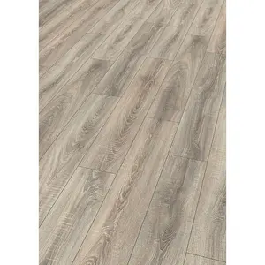 DeepS Moho Grey Oak Grey Wood Effect 12mm Laminate Flooring For Home (All Rooms Except Bath & Wet Areas) 1.496 m²Per Pack