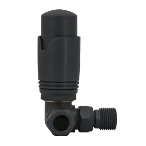 Rinse Bathrooms Anthracite Thermostatic Radiator Valve 15mm x 1/2" Corner Radiator TRV with Lockshield