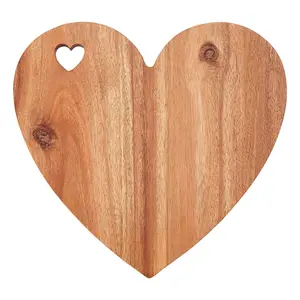 Interiors by Premier Heart Design Chopping Board with White Edge, Natural Wood Cutting Board For Kitchen, Wooden Chopping Board