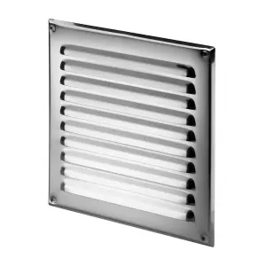 165 x 165 mm Polished Chrome Air Vent Grille with Fly Screen Metal Ventilation Ducting Cover