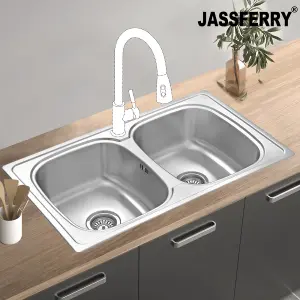 JASSFERRY Stainless Steel Kitchen Sink 2 Double Bowl Welding, 860 X 500 mm