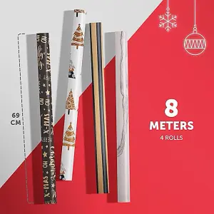 Kraft & Co 4 Pack 69cm x 8M of Gift Christmas Wrapping Paper